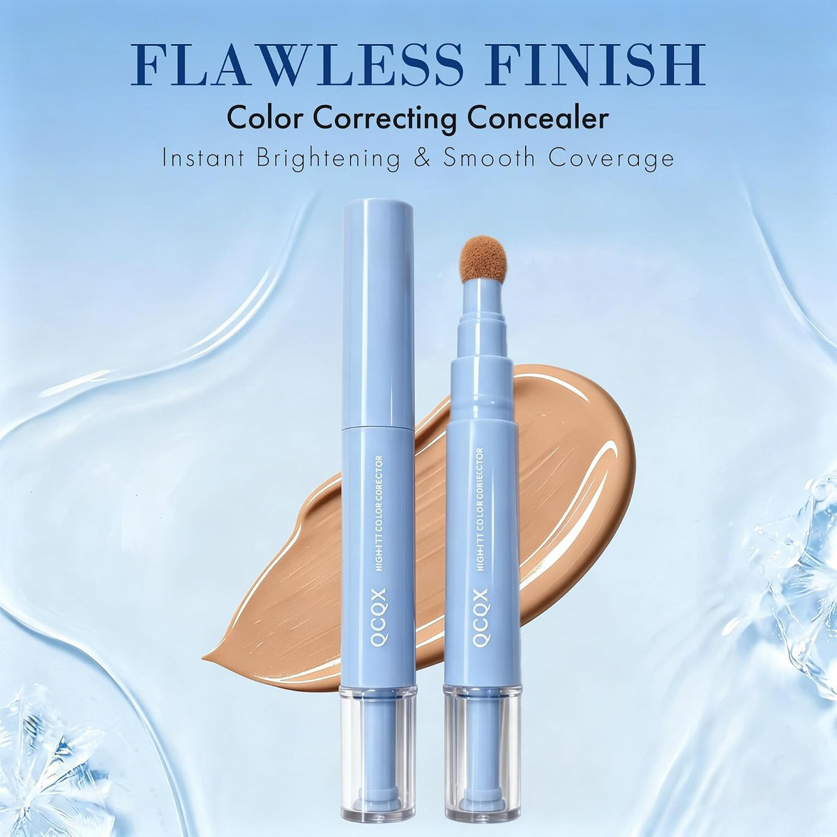 Dual-effect Concealer Pen & Foundation Eye Concealer - 24-Hour Long-LastingFull Coverage Matte Finish.Healthy Skin Glow Perfector Concealer Pen (Deep Beige)