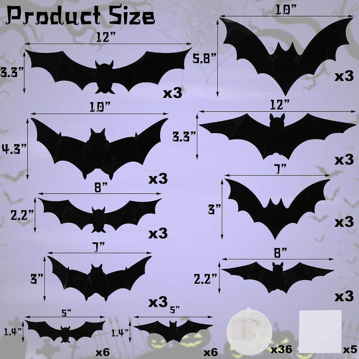 Halloween 3D Bats Wall Decor