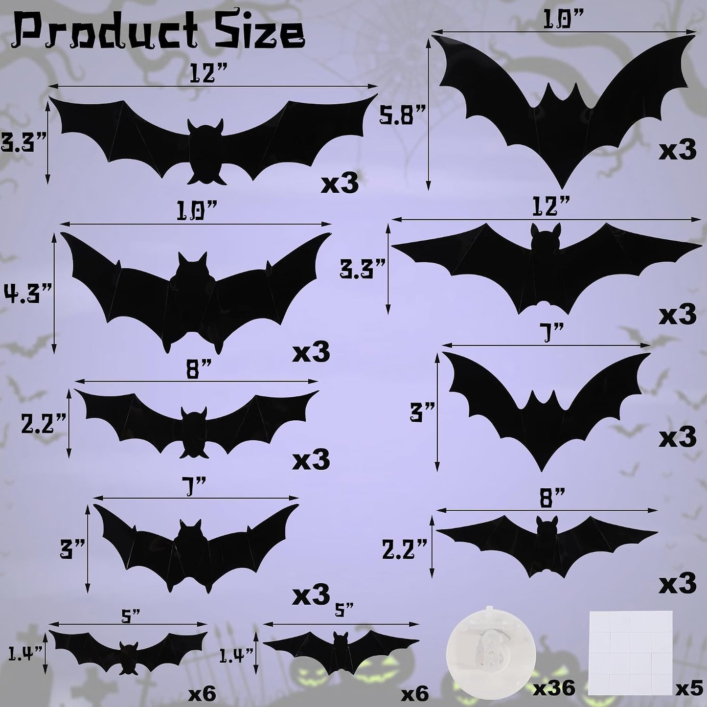 Halloween 3D Bats Wall Decor