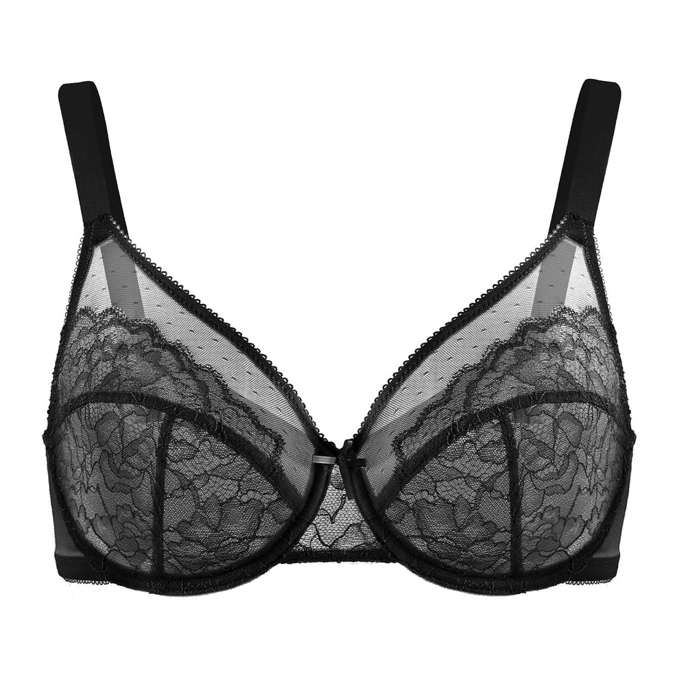 HSIA Minimizer Bras for Women Enchante Full Coverage Underwire Bras Plus Size Lifting Floral Lace Bra for Heavy Breast