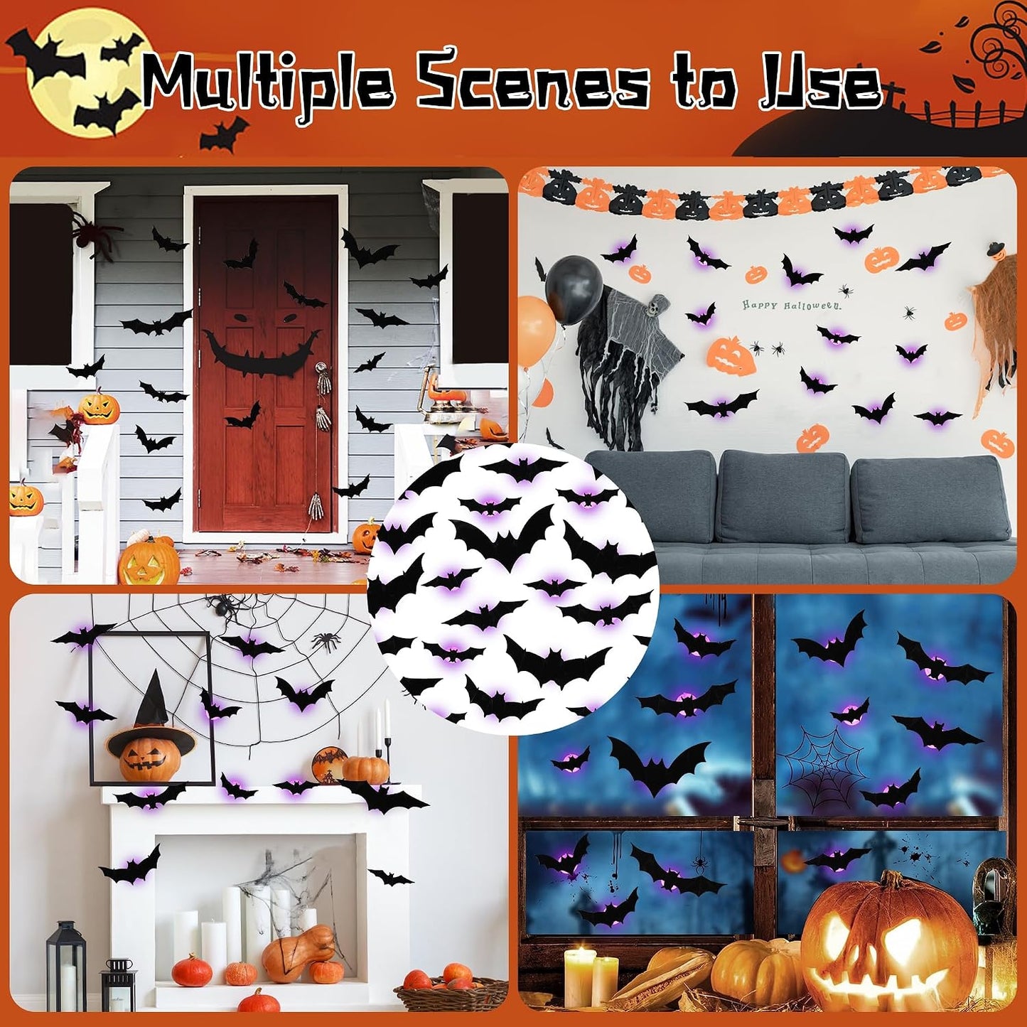 Halloween 3D Bats Wall Decor