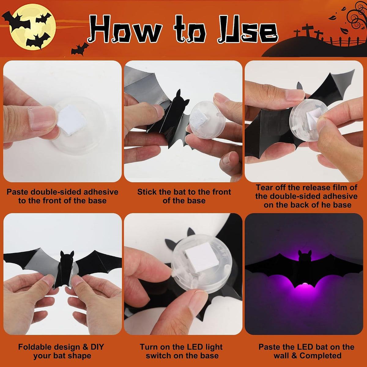 Halloween 3D Bats Wall Decor